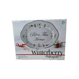 Pfaltzgraff Winterberry Christmas Oval Plate Platter Bless This House  8.5x11"